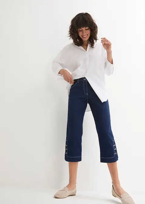 Jeans capri, a vita media, bonprix