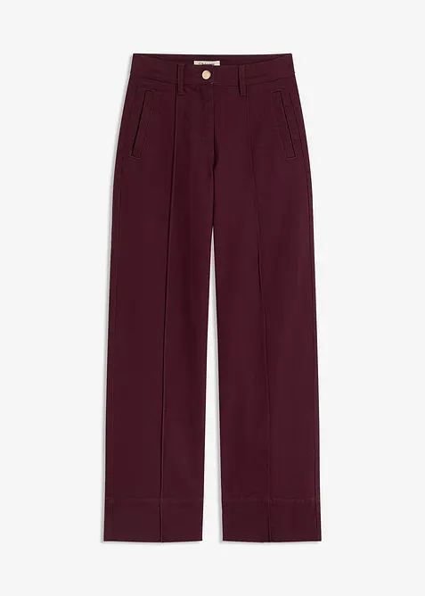 Pantaloni in twill con piega cucita e tasche a filetto, bonprix