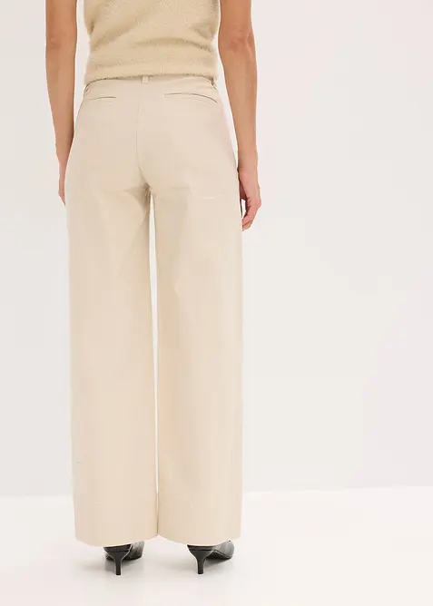 Pantaloni in twill con piega cucita e tasche a filetto, bonprix