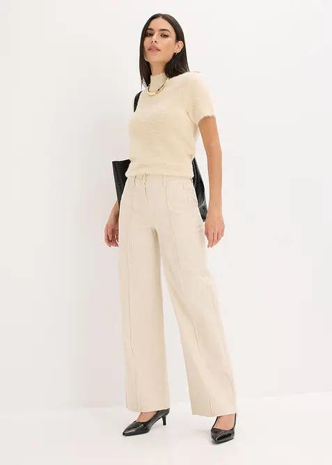 Pantaloni in twill con piega cucita e tasche a filetto, bonprix