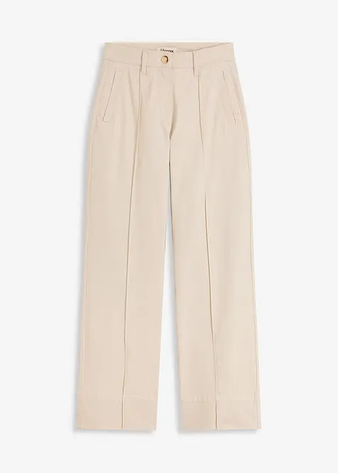 Pantaloni in twill con piega cucita e tasche a filetto, bonprix