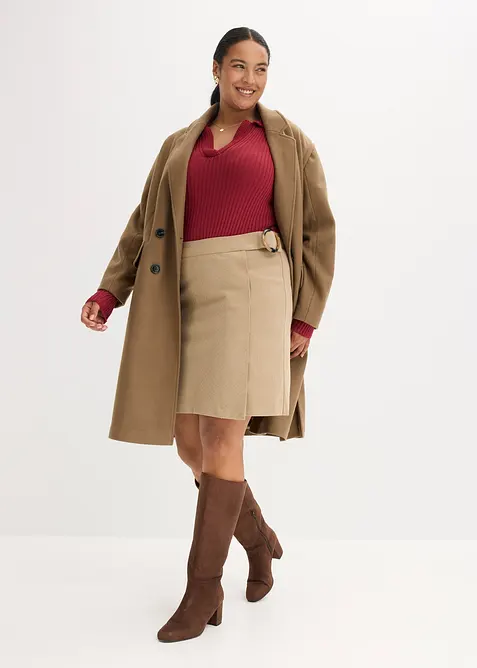 Gonna con effetto incrociato e motivo spigato, bonprix