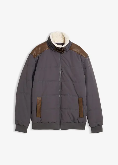 Bomber trapuntato idrorepellente con dettagli in similpelle, bonprix