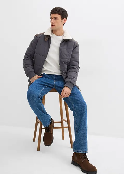 Bomber trapuntato idrorepellente con dettagli in similpelle, bonprix