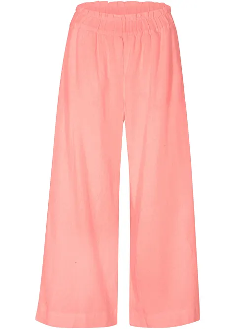 Pantaloni culotte cropped in misto lino leggero, bonprix