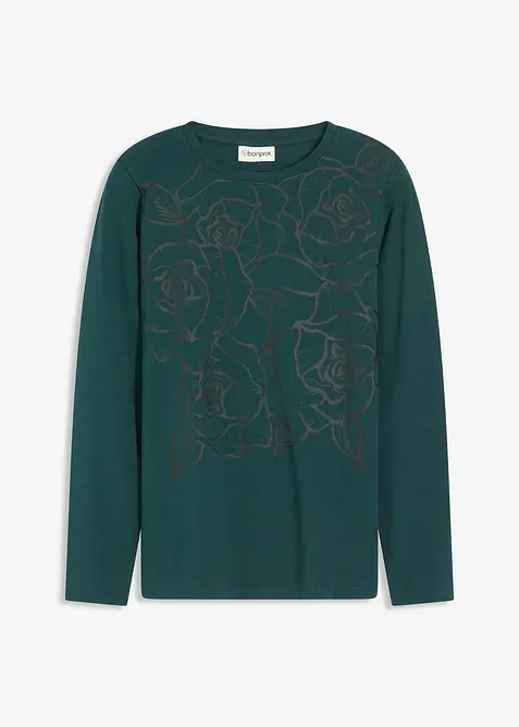 Maglia a maniche lunghe con rose stampate, bonprix
