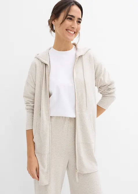 Cardigan a maglia lavorata in filato fine di misto viscosa, bonprix
