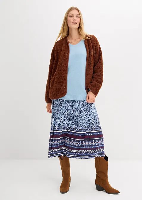 Maglione in filato fine morbido con maniche a palloncino, bonprix