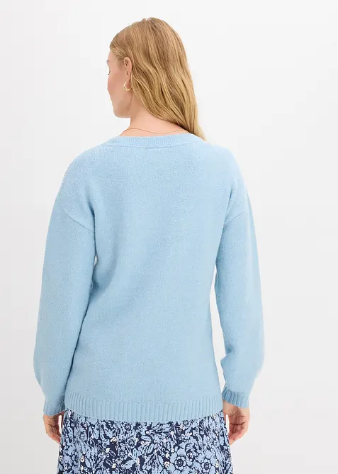 Maglione in filato fine morbido con maniche a palloncino, bonprix