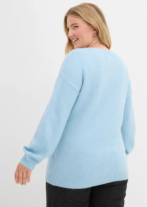 Maglione in filato fine morbido con maniche a palloncino, bonprix