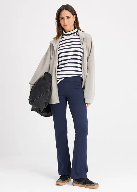 Pantaloni a zampa elasticizzati in cotone biologico, bonprix