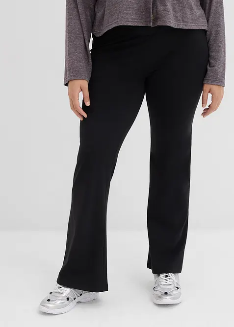 Pantaloni a zampa elasticizzati in cotone biologico, bonprix