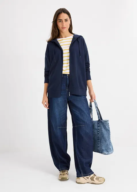 Felpa lunga con zip, bonprix