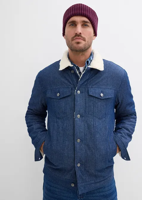 Giacca di jeans con fodera teddy, bonprix