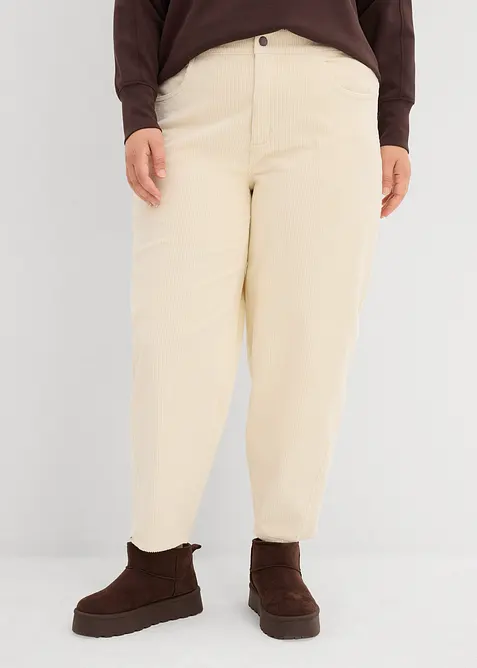Pantaloni modello barrel in velluto a coste, bonprix