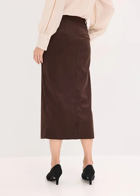 Gonna longuette in similpelle scamosciata, bonprix