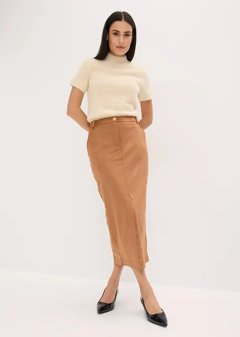 Gonna longuette in similpelle scamosciata, bonprix