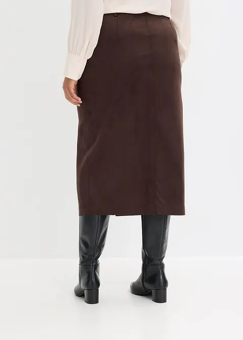 Gonna longuette in similpelle scamosciata, bonprix