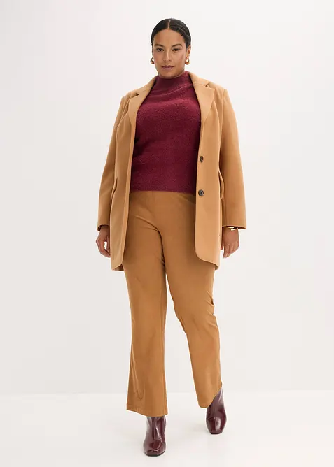 Pantaloni a gamba svasata in similpelle scamosciata, bonprix