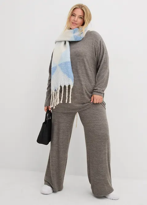 Felpa lunga effetto maglia, bonprix