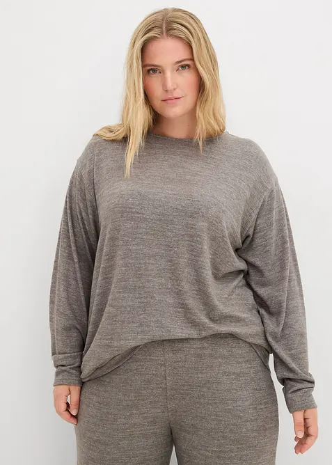 Felpa lunga effetto maglia, bonprix