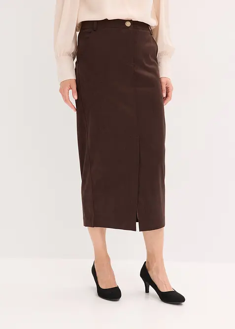 Gonna longuette in similpelle scamosciata, bonprix