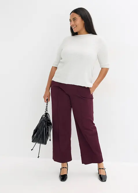 Maglione a mezze maniche con paillettes e filato lucido, bonprix