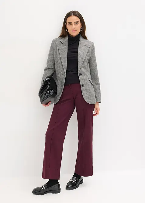 Blazer con motivo spigato in misto lana, bonprix