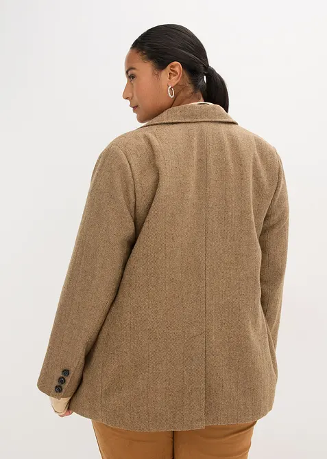 Blazer con motivo spigato in misto lana, bonprix