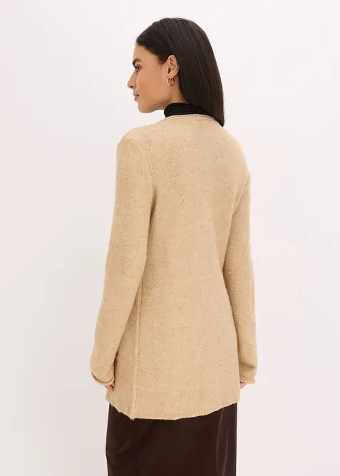 Maxi cardigan con paillettes e filato lucido, bonprix