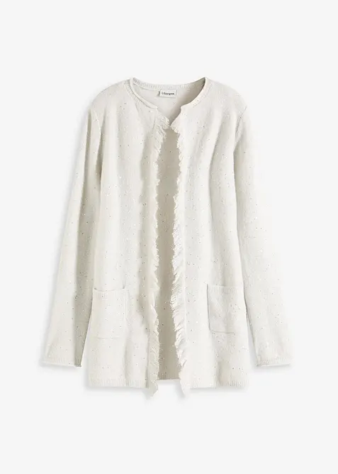 Maxi cardigan con paillettes e filato lucido, bonprix