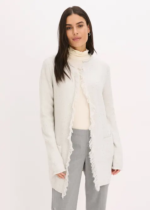 Maxi cardigan con paillettes e filato lucido, bonprix