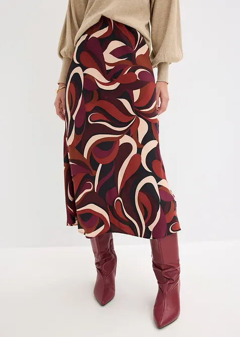 Gonna midi in satin fluente, bonprix