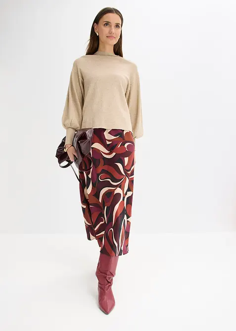 Gonna midi in satin fluente, bonprix