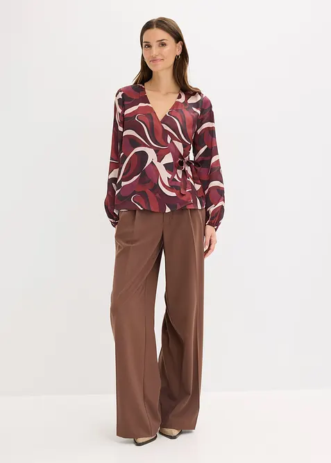 Camicetta incrociata in satin fluente, bonprix