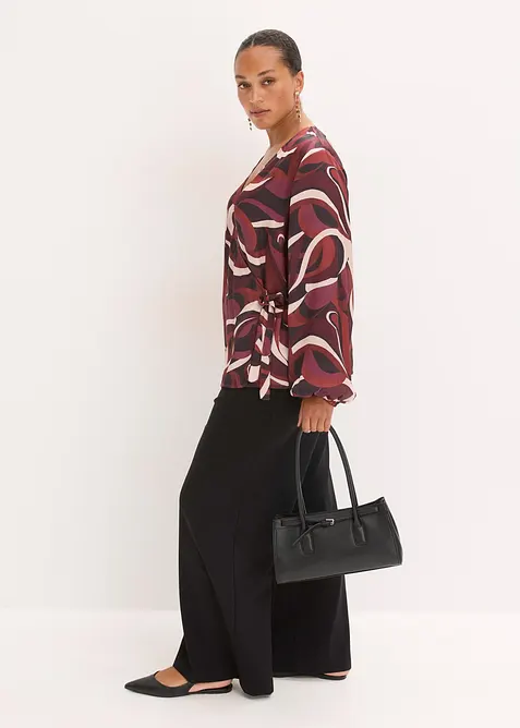 Camicetta incrociata in satin fluente, bonprix