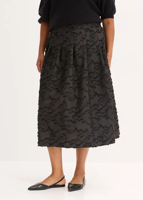 Gonna midi in tessuto operato, bonprix