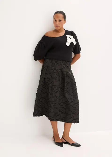 Gonna midi in tessuto operato, bonprix