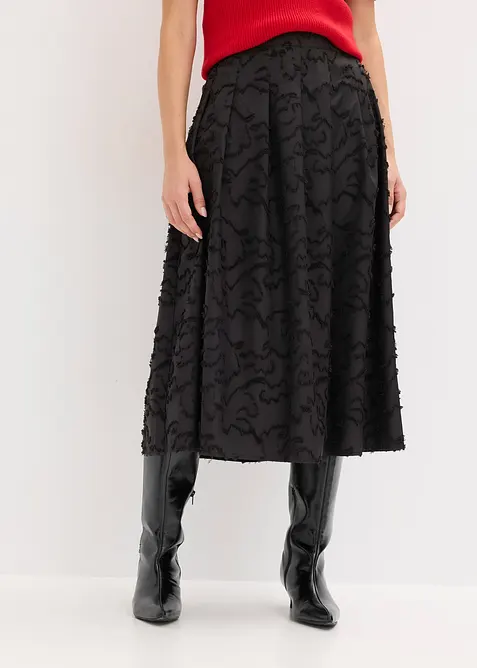Gonna midi in tessuto operato, bonprix