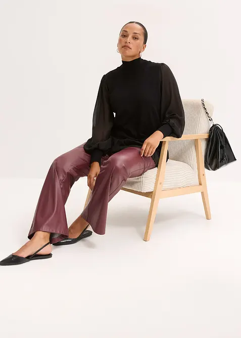 Maglione in filato fine con inserto effetto camicia, bonprix