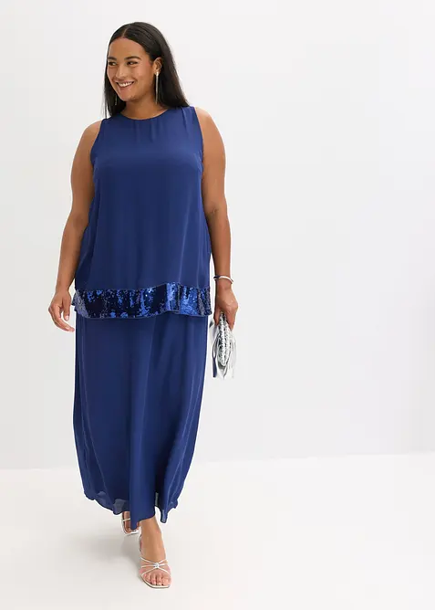 Abito lungo in fine georgette con paillettes, bonprix