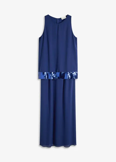 Abito lungo in fine georgette con paillettes, bonprix