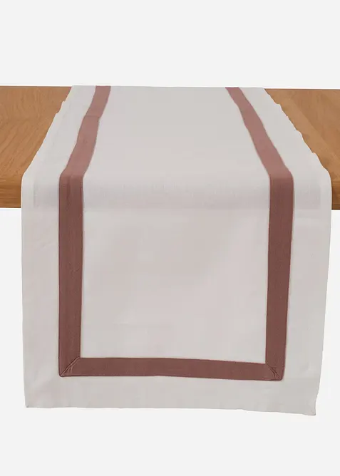 Runner tavolo in cotone biologico con bordo decorativo, bonprix