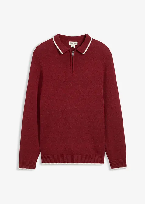 Maglione con colletto a polo e cotone riciclato, bonprix
