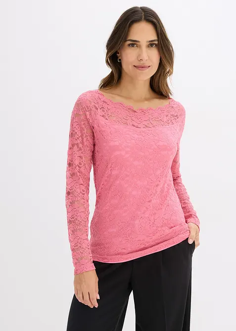 Maglia in pizzo a maniche lunghe, bonprix