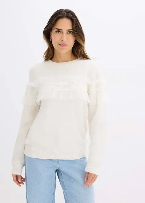 Maglione con volant, bonprix
