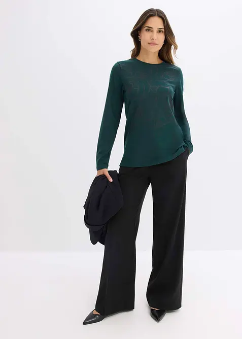 Maglia a maniche lunghe con rose stampate, bonprix