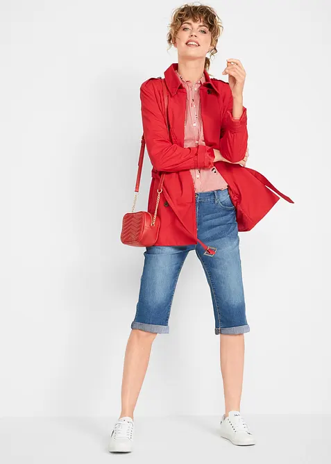 Bermuda in jeans elasticizzati con fondo arrotolato, bonprix