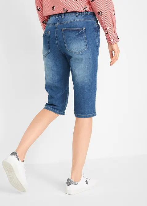Bermuda in jeans elasticizzati con fondo arrotolato, bonprix