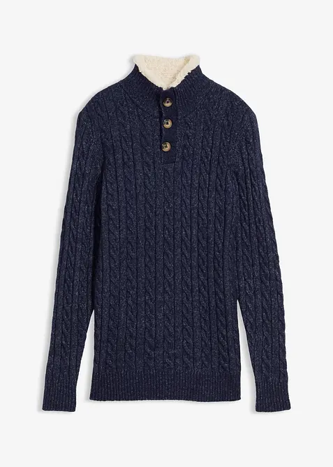 Maglione con colletto alto con bottoni, bonprix